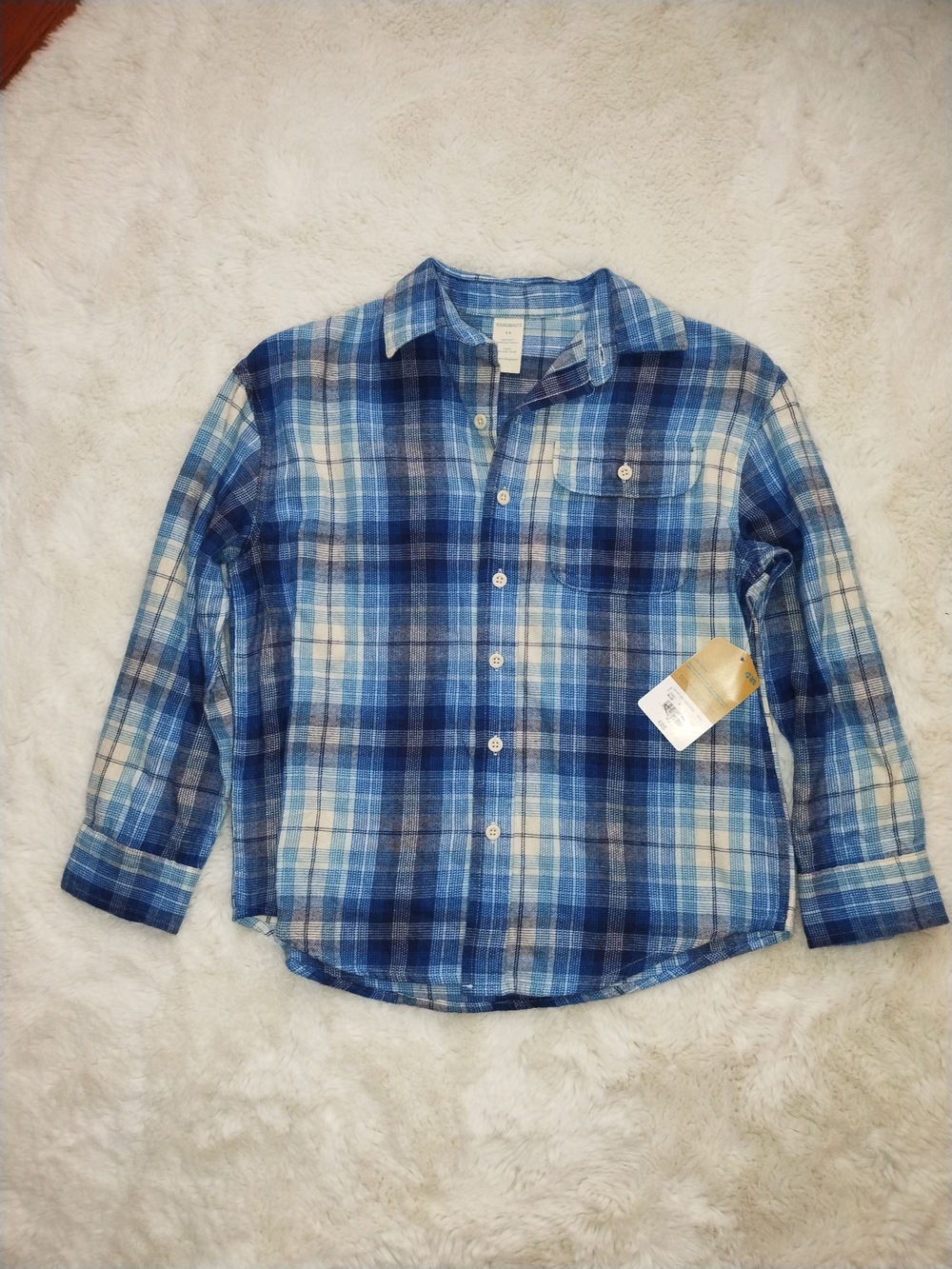 Kids Blue Plaid Button-Up Shirt - Casual Long Sleeve